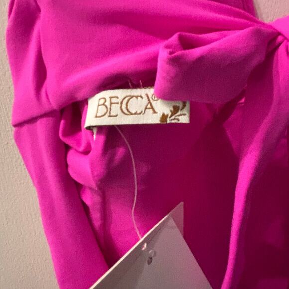 Becca by Rebecca Virtue Swimsuit Size Small One Piece l Bow Vivid Pink NWT $138 - Picture 6 of 11